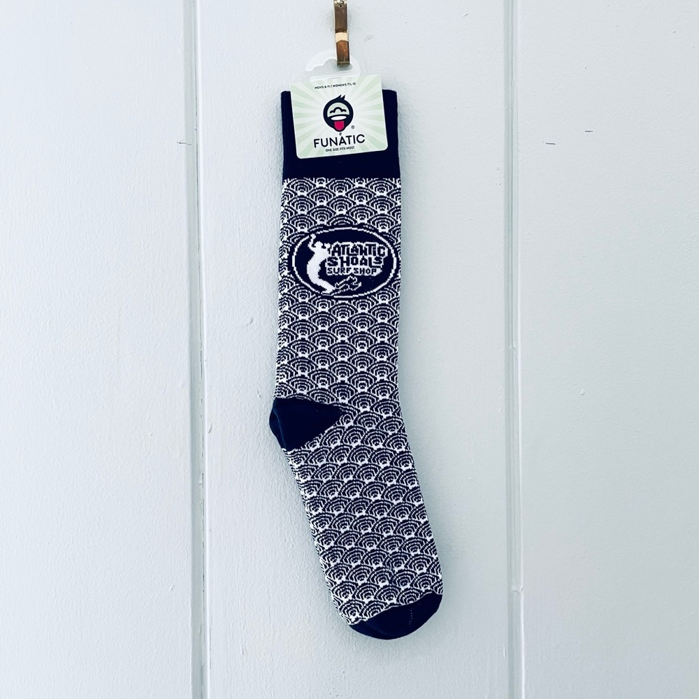 NWT Funatic Atlantic Shoals Navy & White Socks / OS